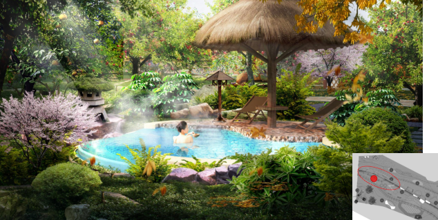 宜昌温泉度假区温泉设计方案：水果温泉池设计效果