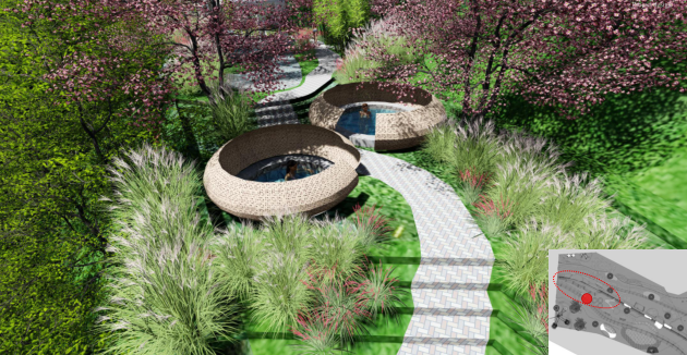 宜昌温泉度假区温泉设计方案：花瓣温泉池设计效果